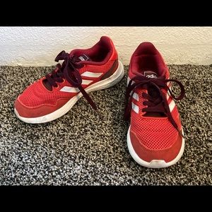 Red Adidas Boys Size 3 Youth Sneakers